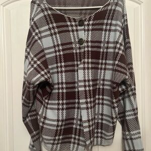 Chic Plaid Button-Up Sweater
